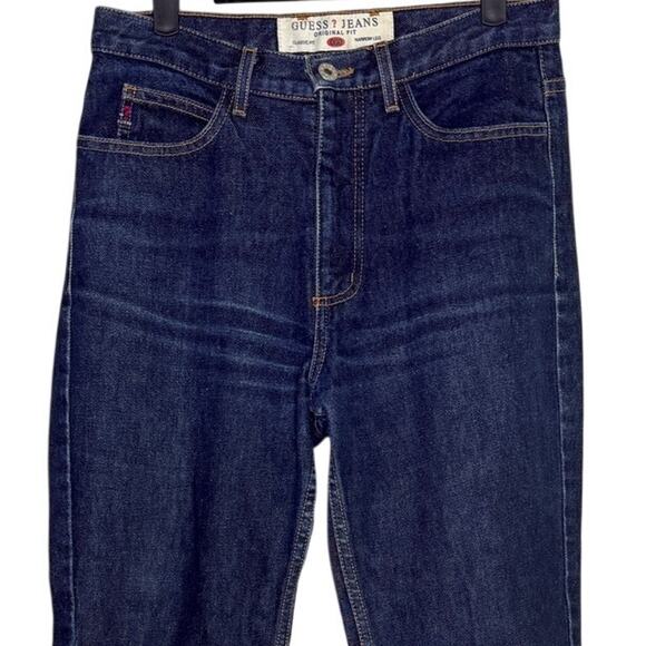 Guess Vintage Original Fit Classic Narrow Leg High Rise Denim Jean 29 Dark Wash - Picture 2 of 15